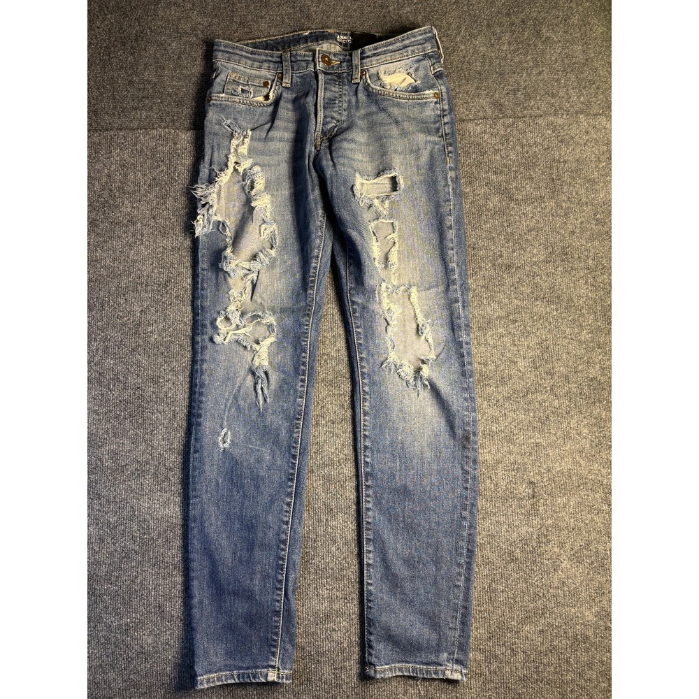 H&M Skinny Jeans Womens 30x32 Blue Denim Slim Fit Distressed Low Waist 5-Pocket‎
